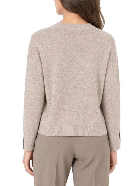 MAGLIA GIROCOLLO IN MISTO LANA E CASHMERE BORDEAUX DONNA