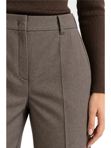 PANTALONI PALAZZO IN TESSUTO STRETCH DONNA MARRONE