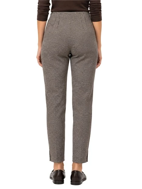 PANTALONI A SIGARETTA IN JERSEY  CON IN SERITO ELASTICO  DONNA MARRONE