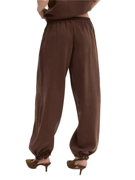 PANTALONI JOGGERS CON COULISSE ALLA CAVIALIGA ED ELASTICO IN VITA DONNA MARRONE