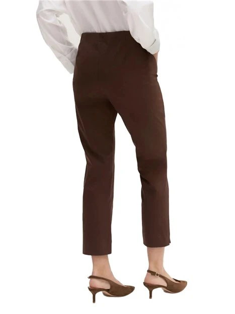 PANTALONI CROPPED  CON PINCE IN VITA E ZIPLATERALE DONNA MARRONE