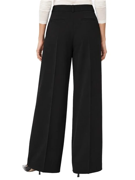 PANTALONI PALAZZO WIDE LEG IN TESSUTO FLUIDO DONNA NERO