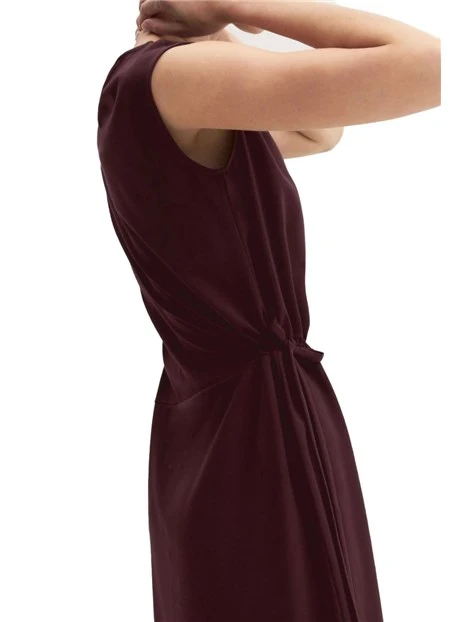 VESTITO LUNGO CON TAGLIO DIAGONALE IN VITA E SCOLLO A BARCA DONNA BORDEAUX