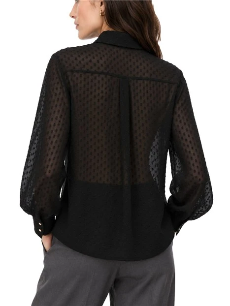 CAMICIA IN GEORGETTE A POIS CON FIOCCO DONNA NERO