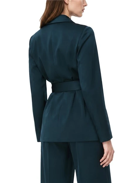 BLAZER DOPPIOPETTO IN RASO FLUIDO PETROLIO DONNA
