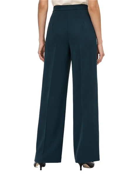 PANTALONI PALAZZO IN RASO FLUIDO DONNA PETROLIO