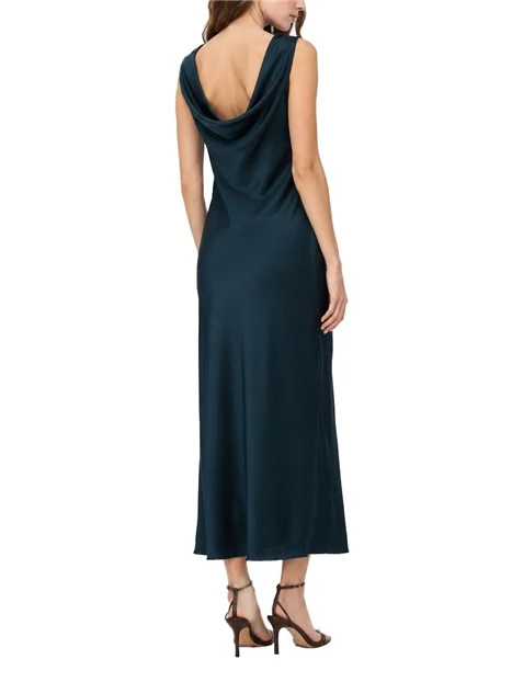 VESTITO LUNGO IN RASO FLUIDO PETROLIO DONNA PETROLIO