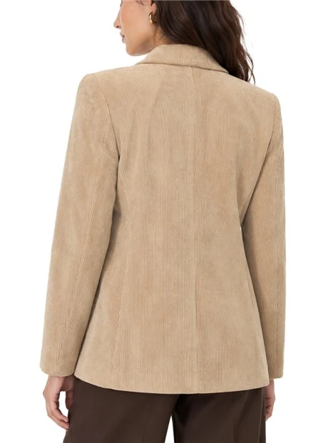 BLAZER DOPPIOPETTO IN VELLUTO A COSTE DONNA MARRONE