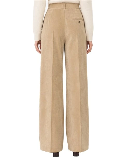 PANTALONI PALAZZO N VELLUTO FLUIDO A COSTE DONNA MARRONE