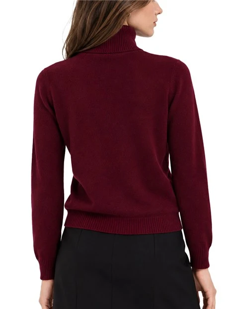 MAGLIA DOLCEVITA IN PURA LANA DONNA BORDEAUX