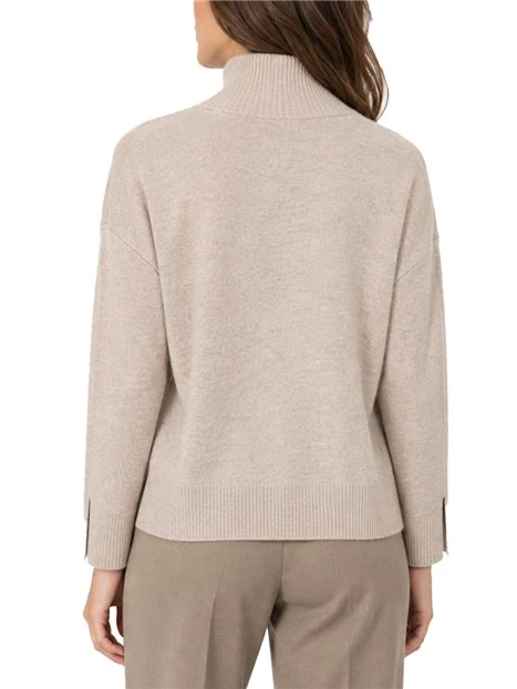 MAGLIA DOLCEVITA IN MISTO CASHMERE E LANA DONNA TORTORA