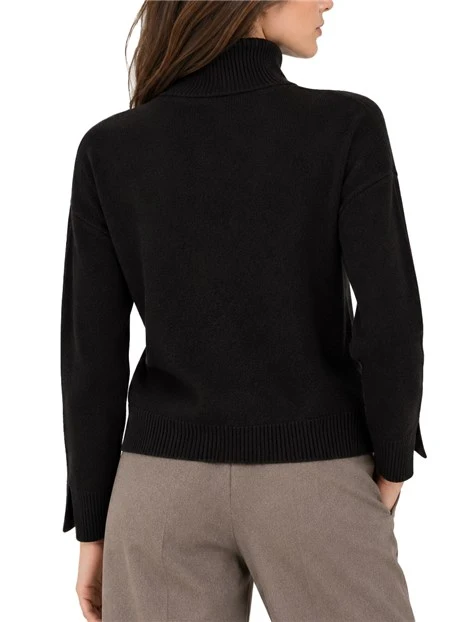 MAGLIA DOLCEVITA IN MISTO CASHMERE E LANA DONNA NERO
