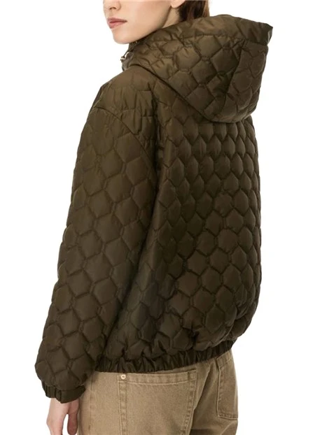 GIACCA IMPERMEABILE STILE BOMBER REVERSIBILE CON CAPPUCCIO DONNA VERDE