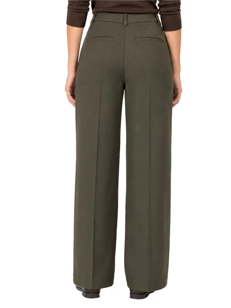PANTALONI PALAZZO AMPI IN TESSUTO STRETCH DONNA VERDE