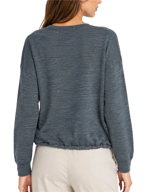 MAGLIA GIROCOLLO IN MISTO LANA CON COULISSE DONNA GRIGIO