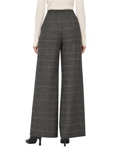 PANTALONI PALAZZO WIDE LEG IN FLANELLA MISTO LANA DONNA ANTRACITE
