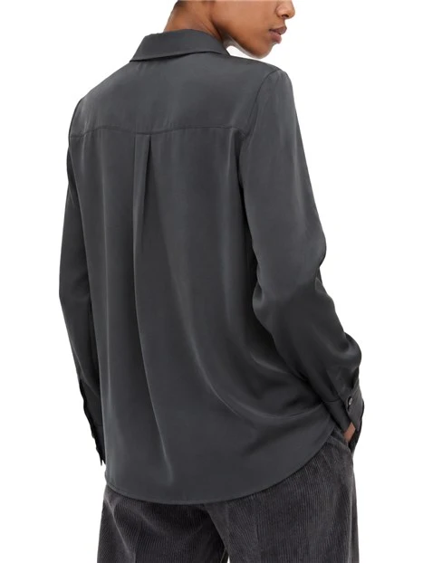 CAMICIA IN RASO CON BOTTONI GIOIELLO DONNA ANTRACITE