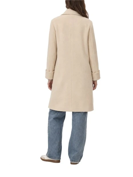 CAPPOTTO LUNGO DOPPIOPETTO IN PANNO MISTO LANA DONNA AVORIO