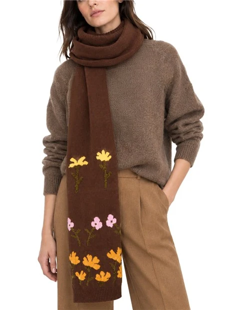 SCIARPA IN MISTO LANA JACQUARD DONNA MARRONE