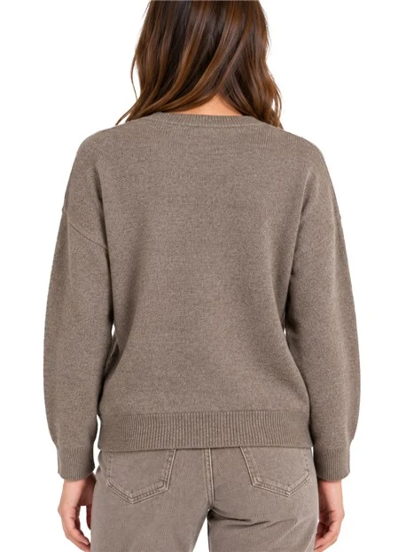 MAGLIA GIROCOLLO IN MISTO CASHMERE E LANA BEIGE DONNA MARRONE