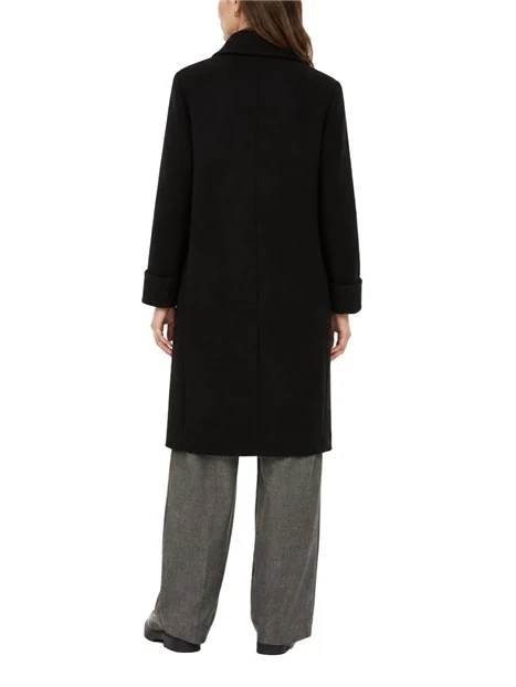 CAPPOTTO LUNGO DOPPIOPETTO IN PANNO MISTO LANA DONNA NERO