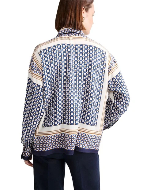 CAMICIA FIT AMPIO IN TWILL DI VISCOSA DONNA BLU