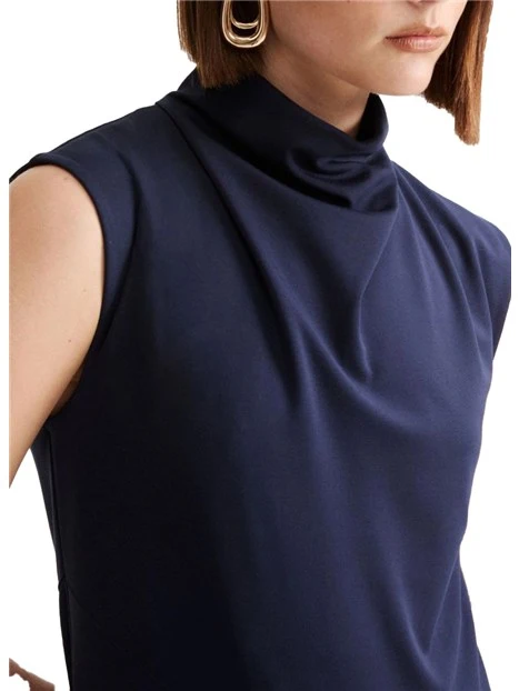VESTITO LUNGO IN JERSEY PUNTO MILANO SVASATO DONNA BLU