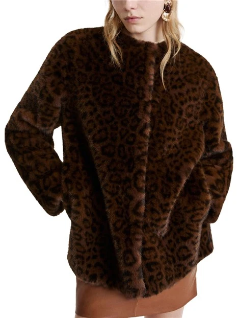 GIACCIA IN JERSEY FURRY ANIMALIER DONNA MARRONE