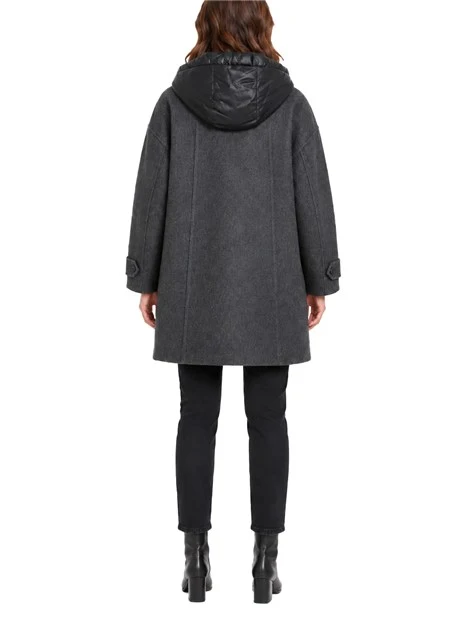 CAPPOTTO CORTO IN LANA CON CAPPA CON PIUMINO INTERNO RIMOVIBILE DONNA GRIGIO