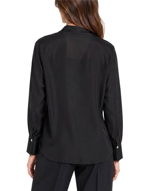 BLUSA IN SETA HABOTAI CON FUSCIACCA DONNA NERO