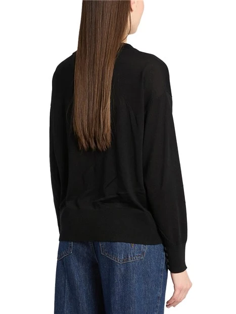MAGLIA CON SCOLLO A V E SCIARPINA IN SETA DONNA NERO