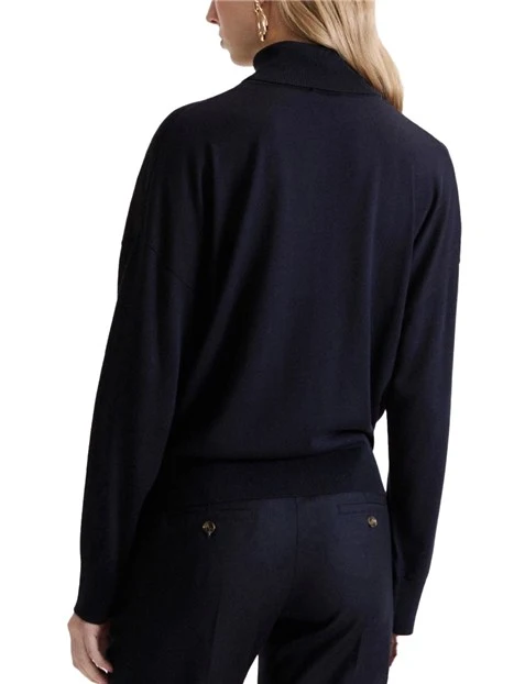 MAGLIA DOLCEVITA IN LYOCELL CON DETTAGLI A COSTINE DONNA BLU