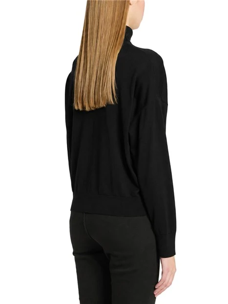 MAGLIA DOLCEVITA IN LYOCELL CON DETTAGLI A COSTINE DONNA NERO