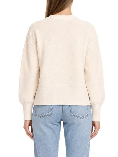 MAGLIA GIROCOLLO CON TEXTURE MATERICA E DETTAGLI LAVORATI A COSTINE DONNA AVORIO
