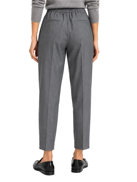 PANTALONI PALAZZO IN GABARDINA DI MISTO LANA CON COULISSE DONNA GRIGIO