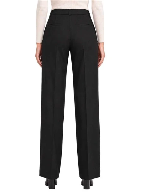 PANTALONI A SIGARETTA  IN JERSEY STRETCH CON SPACCHETTO ALLA CAVIGLIA DONNA NERO
