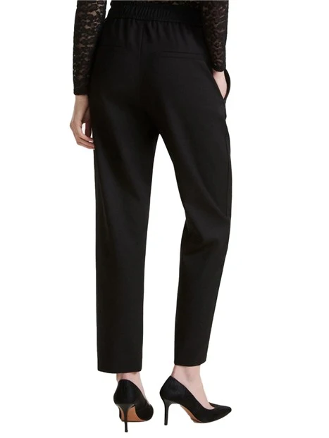 PANTALONI PALAZZO  IN GABARDINA DI MISTO LANA CON COULISSE DONNA NERO