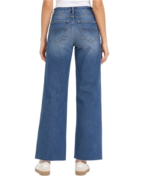 JEANS A ZAMPA CON ORLO A VIVO DONNA BLU