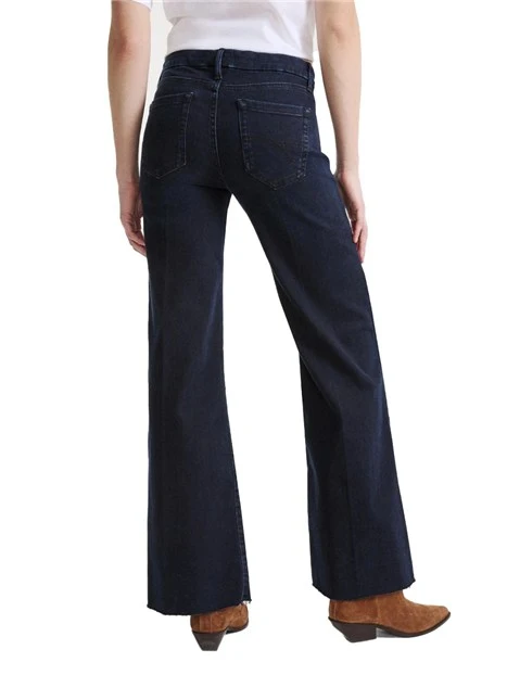 JEANS CROPPED WIDE LEG CON ORLO A VIVO DONNA BLU SCURO