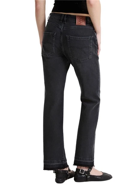 JEANS A ZAMPA CON FONDO SFRANGIATO DONNA NERO
