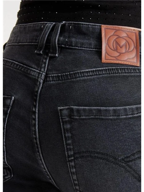 JEANS A ZAMPA CON FONDO SFRANGIATO DONNA NERO