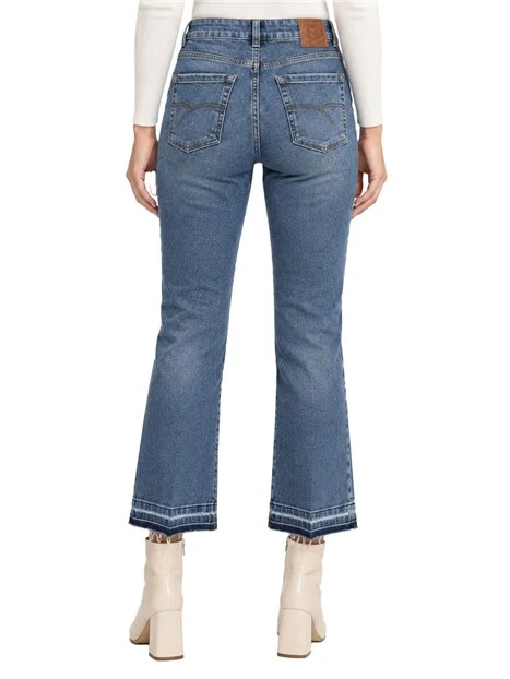 JEANS A ZAMPA CON FONDO SFRANGIATO DONNA BLU
