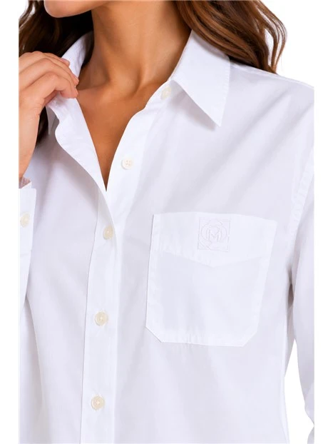 CAMICIA CON TASCHINO RICAMATO DONNA BIANCO