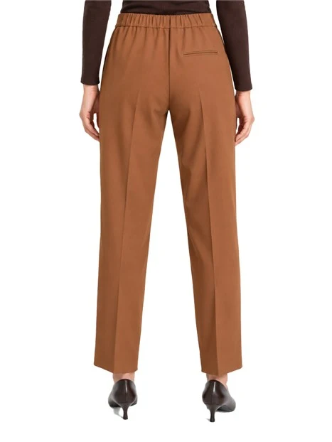 PANTALONI PALAZZO IN MISTO VISCOSA STRETCH CON PIEGA STIRATA  DONNA MARRONE