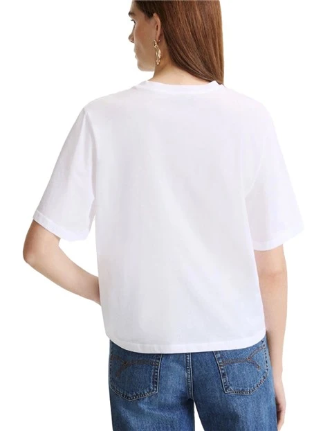 T-SHIRT MANICA CORTA IN COTONE  TAGLIO BOXY DONNA BIANCO