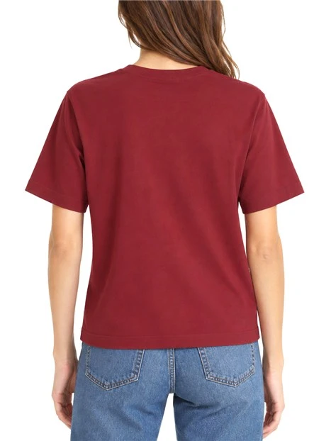 T-SHIRT MANICA CORTA IN COTONE  TAGLIO BOXY DONNA BORDEAUX