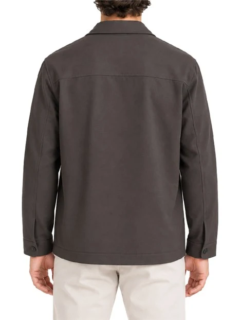 GIACCA CORTA CON CHIUSURA A CAMICIA  E TASCHE APPLICATE UOMO MARRONE