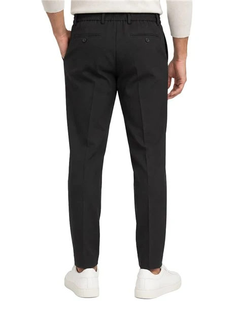 PANTALONI CHINO SARTORIALI CON COULISSE ED ELASTICO IN VITA UOMO NERO