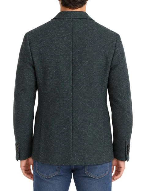 GIACCA MONOPETTO CASUAL CON TESSUTO MATERICO UOMO VERDE