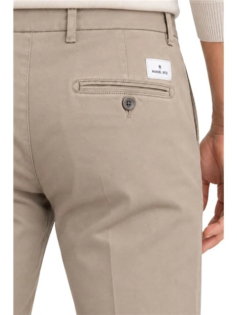 PANTALONI CHINO IN COTONE CON ETICHETTA POSTERIORE UOMO BEIGE